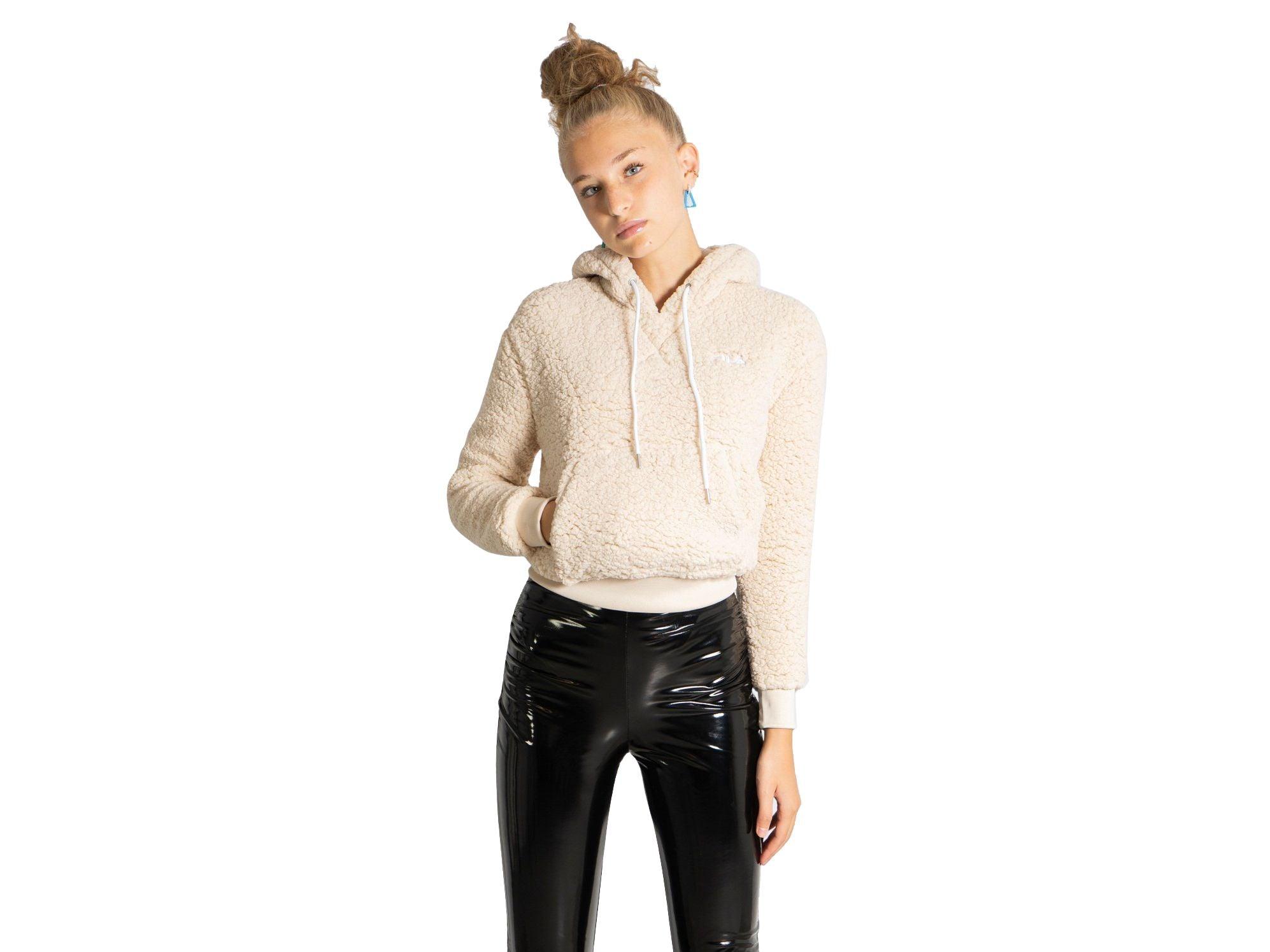 FILA Women Yule Sherpa Hoody Felpa Pelo Brasilian Sand 688948 - Sandrini Calzature e Abbigliamento
