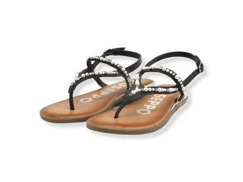 GIOSEPPO Kleberg Sandalo Infradito Perle Strass Black 65930 - Sandrini Calzature e Abbigliamento