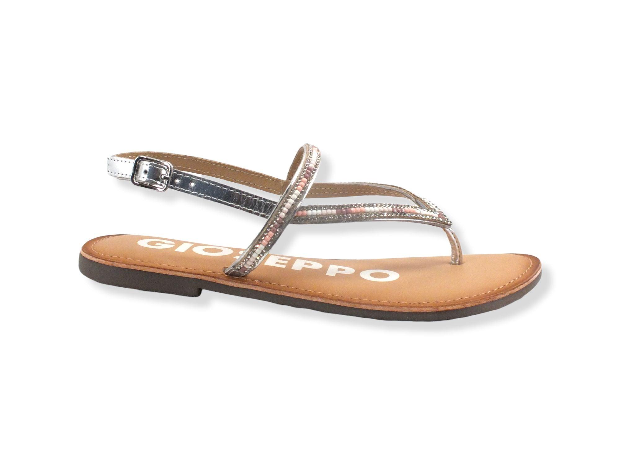 GIOSEPPO Sullana Sandalo Infradito Perline Strass Silver 65934 - Sandrini Calzature e Abbigliamento