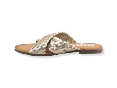 GIOSEPPO Upala Ciabatta Fasce Incrociate Intreccio Gold 65940 - Sandrini Calzature e Abbigliamento