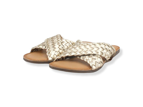 GIOSEPPO Upala Ciabatta Fasce Incrociate Intreccio Gold 65940 - Sandrini Calzature e Abbigliamento