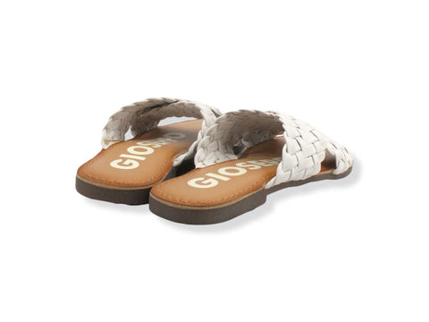 GIOSEPPO Upala Ciabatta Fasce Incrociate Intreccio Off White 65940 - Sandrini Calzature e Abbigliamento