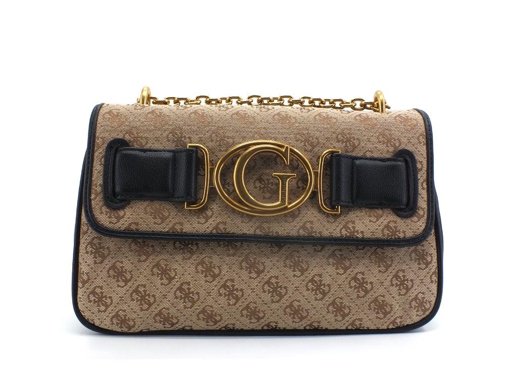 GUESS Aileen Shoulder Strap Borsa Tracolla Catena Brown Black HWAILEP1444 - Sandrini Calzature e Abbigliamento