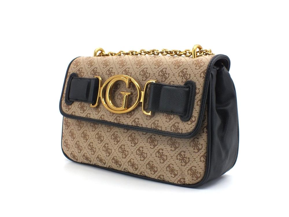 GUESS Aileen Shoulder Strap Borsa Tracolla Catena Brown Black HWAILEP1444 - Sandrini Calzature e Abbigliamento