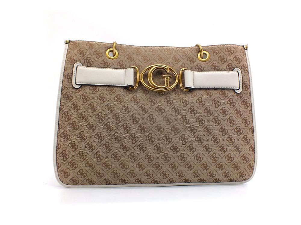 GUESS Aileen Tote Borsa Loghi Printed Ivory Beige HWAILEP1404 - Sandrini Calzature e Abbigliamento