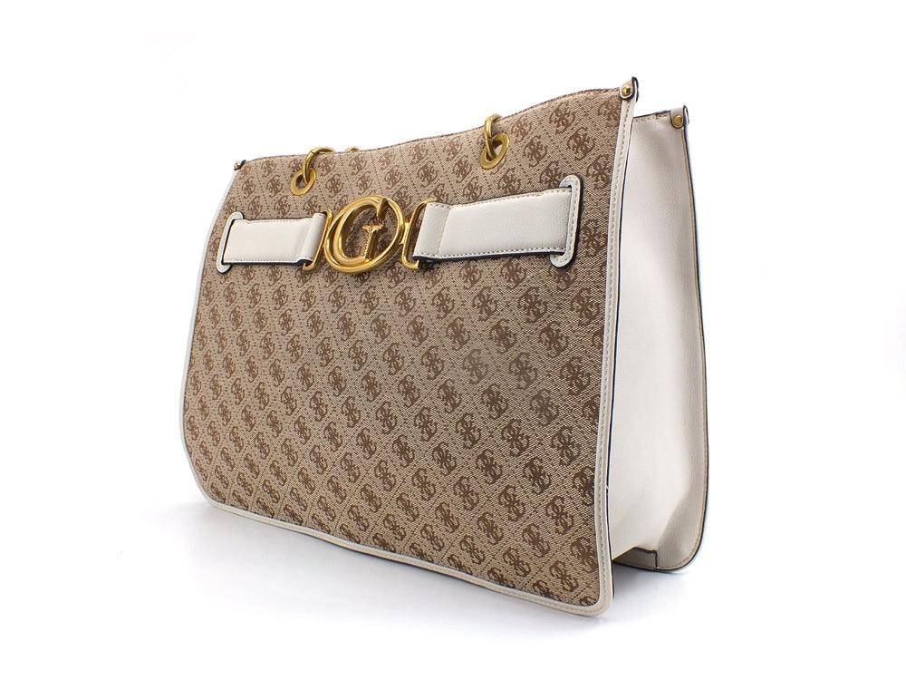 GUESS Aileen Tote Borsa Loghi Printed Ivory Beige HWAILEP1404 - Sandrini Calzature e Abbigliamento