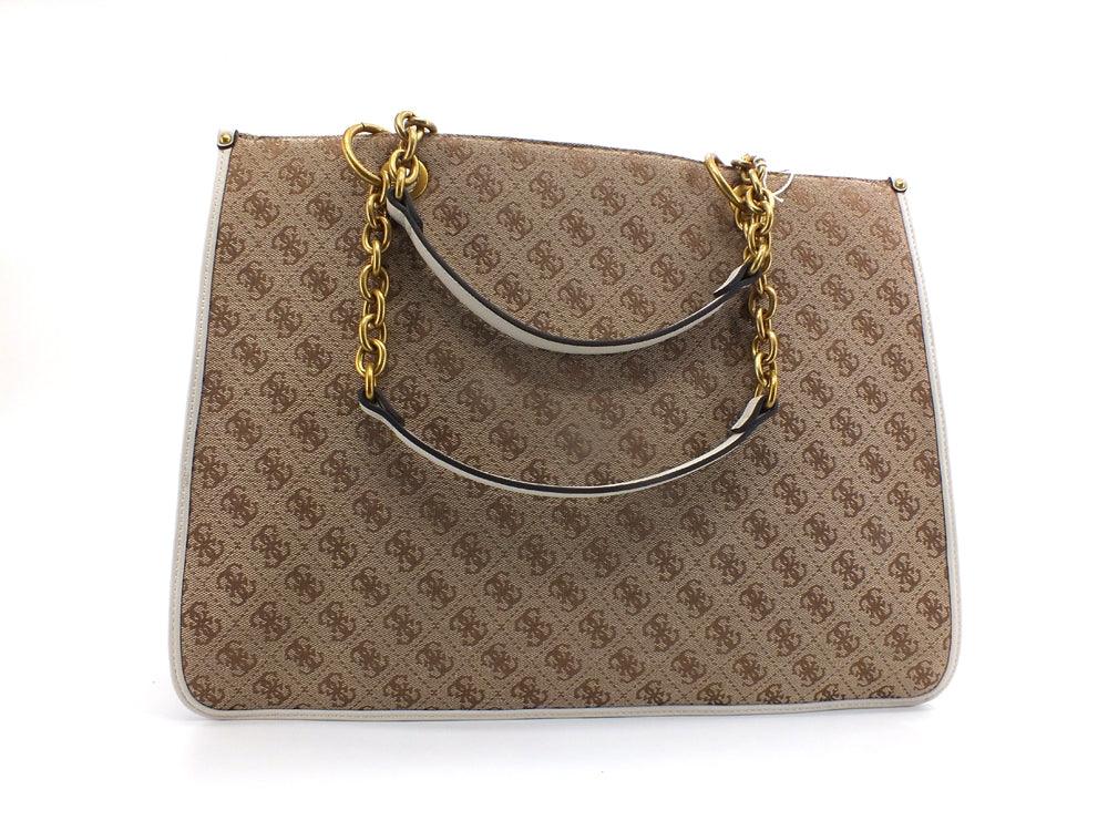 GUESS Aileen Tote Borsa Loghi Printed Ivory Beige HWAILEP1404 - Sandrini Calzature e Abbigliamento