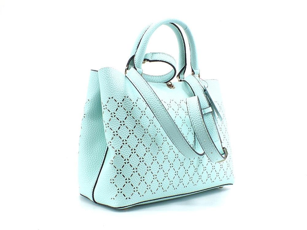 GUESS Amara Satchel Borsa Traforata Azzurro Surf XG849306 - Sandrini Calzature e Abbigliamento