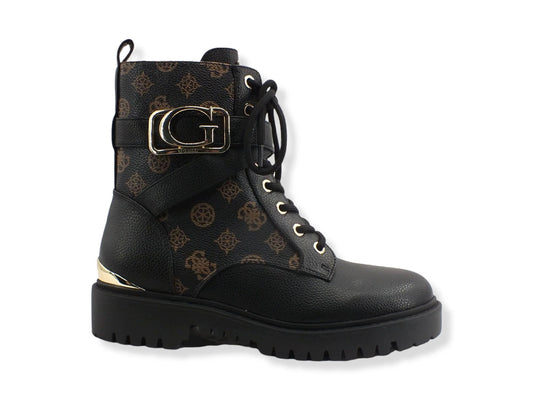 GUESS Anfibio Donna Loghi Printed Zip Laterali Black Gold FL8ONAFAL10 - Sandrini Calzature e Abbigliamento