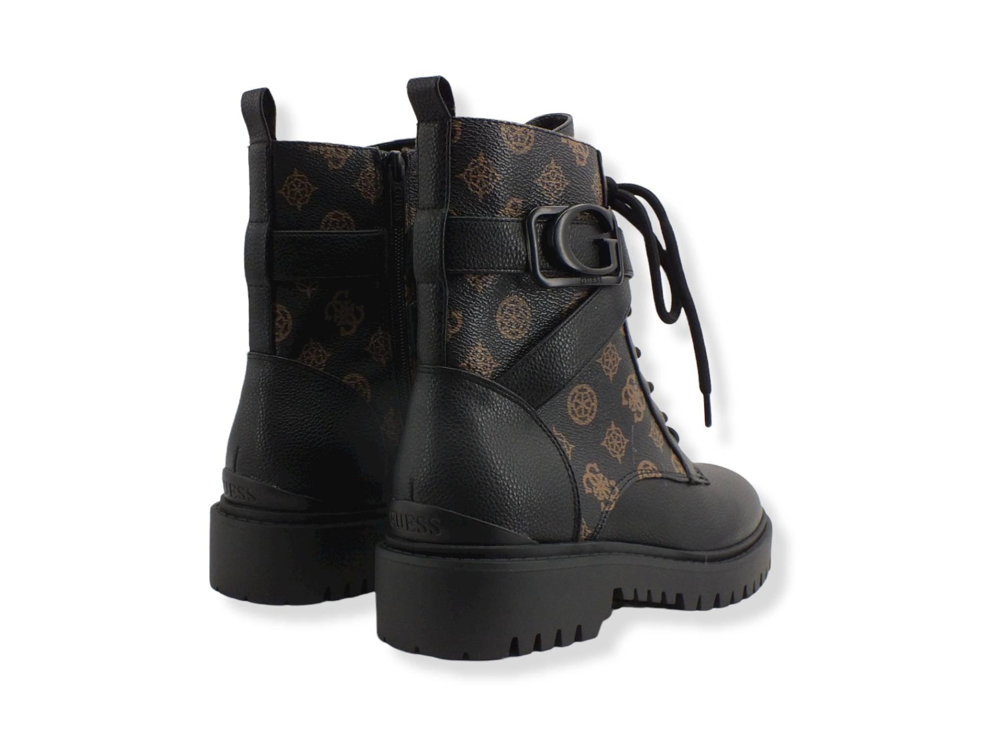 GUESS Anfibio Donna Loghi Printed Zip Laterali Brown Ocra FL8ONAFAL10 - Sandrini Calzature e Abbigliamento