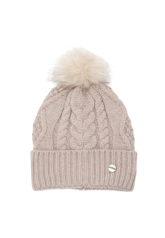 GUESS Berretta Lana Pon Pon Donna Light Grey AW9034POL01 - Sandrini Calzature e Abbigliamento