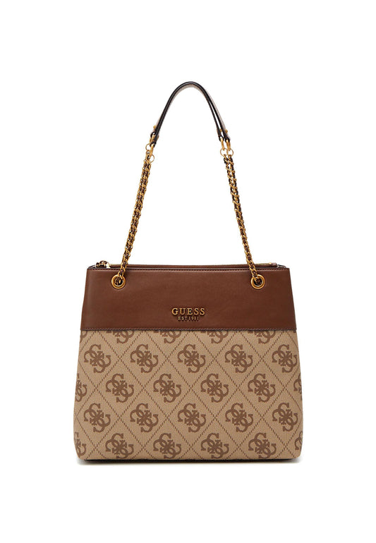 GUESS Berta Borsa Carryall Elite Latte Logo Brown BB868823 - Sandrini Calzature e Abbigliamento