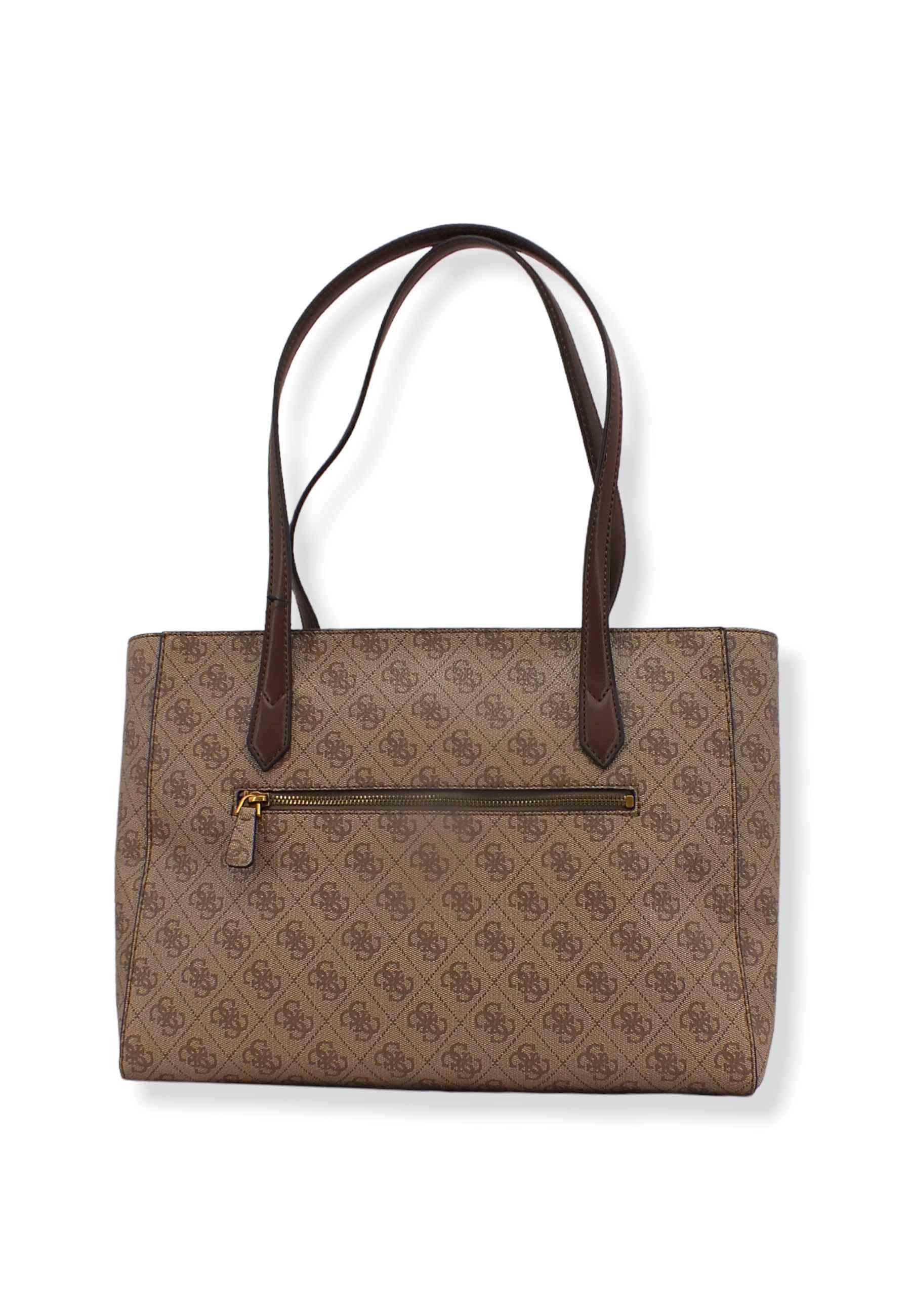 GUESS Borsa Rossana Socety Marrone Latte Logo Shell SB855123 - Sandrini Calzature e Abbigliamento