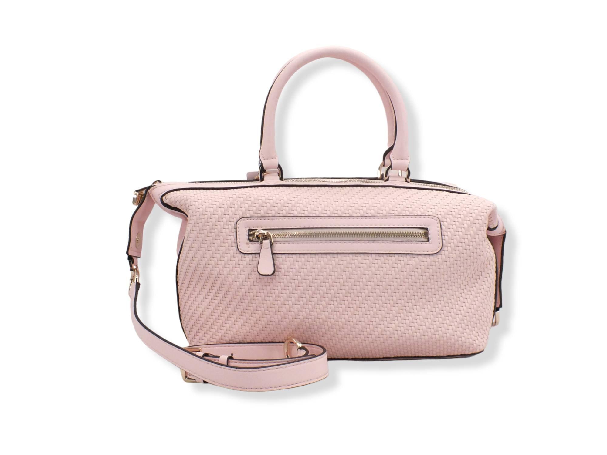 GUESS Borsa Tracolla Hassie Soho Satchel Intreccio Powder Pink VG839706 - Sandrini Calzature e Abbigliamento