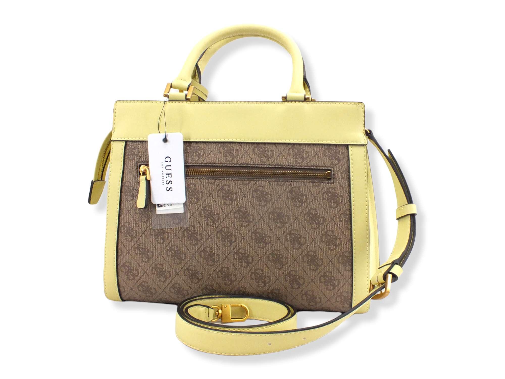 GUESS Borsa Tracolla Katey Bicolor Latte Logo Verde Lime XA787026 - Sandrini Calzature e Abbigliamento