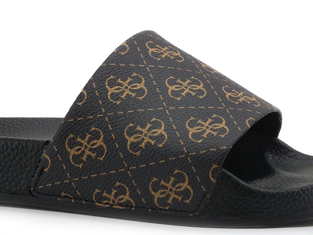 GUESS Ciabatta Loghi Uomo Brown Ocra FM6RIMELL19 - Sandrini Calzature e Abbigliamento