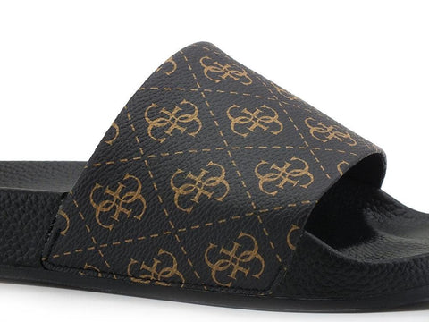 GUESS Ciabatta Loghi Uomo Brown Ocra FM6RIMELL19 - Sandrini Calzature e Abbigliamento