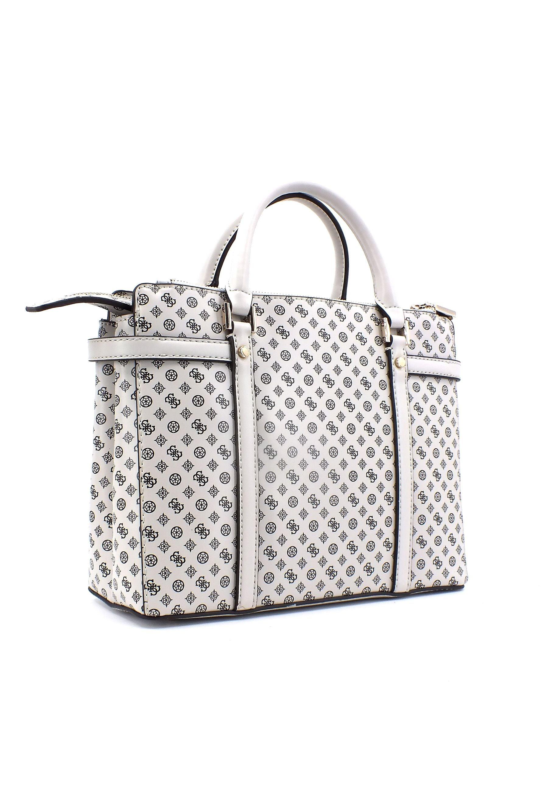 GUESS Emilee Borsa Satchel Stone Logo Bianco PS886206 - Sandrini Calzature e Abbigliamento