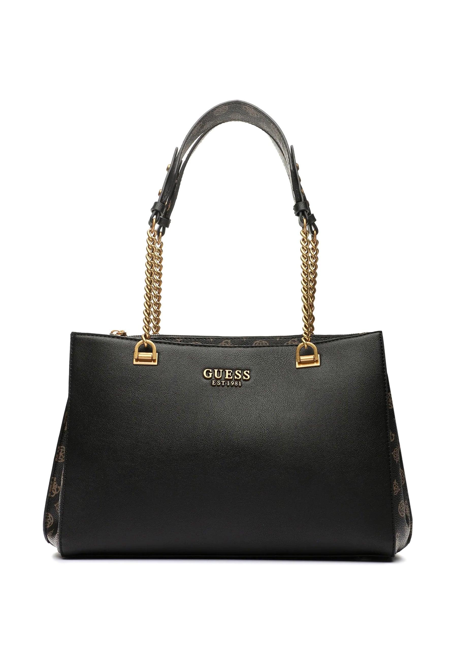 GUESS Fynna Borsa Girlfriend Carryall Black Mocha Logo VB899323 - Sandrini Calzature e Abbigliamento