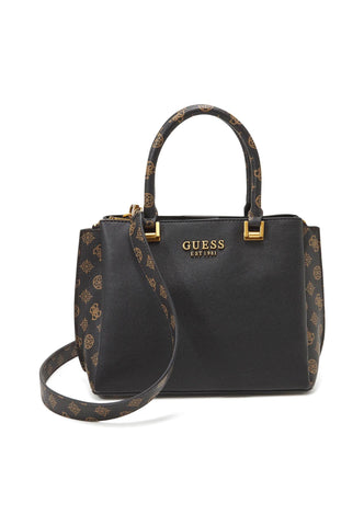 GUESS Fynna Borsa Girlfriend Satchel Black Mocha Logo VB899306 - Sandrini Calzature e Abbigliamento