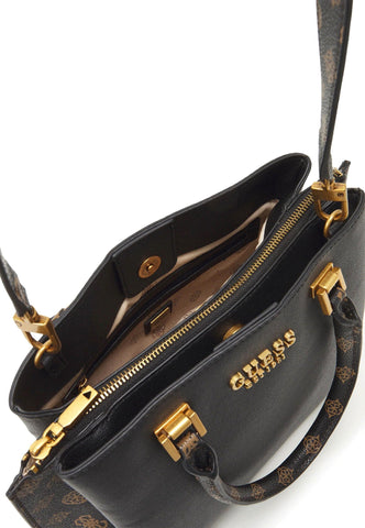 GUESS Fynna Borsa Girlfriend Satchel Black Mocha Logo VB899306 - Sandrini Calzature e Abbigliamento