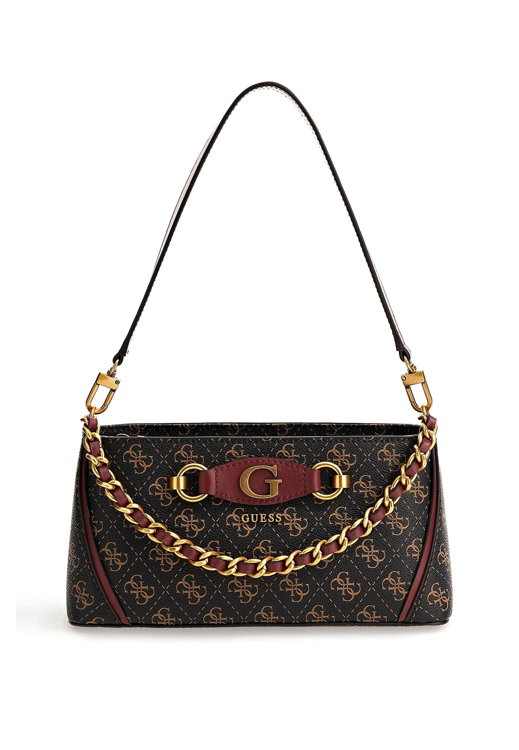 GUESS Izzy Borsa Shoulder Bag Brown Logo Merlot QB865418 - Sandrini Calzature e Abbigliamento