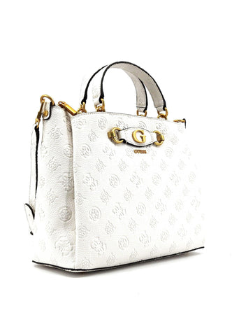 GUESS Izzy Peony Borsa Girlfriend Satchel Donna Stone Logo Bianco PD920906 - Sandrini Calzature e Abbigliamento