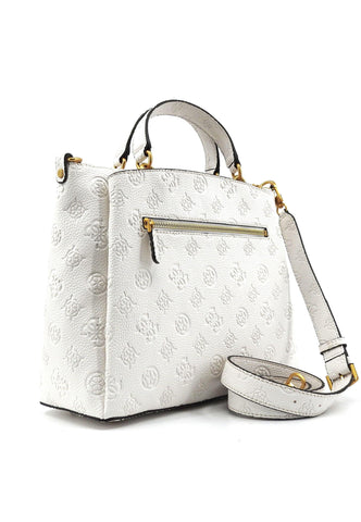 GUESS Izzy Peony Borsa Girlfriend Satchel Donna Stone Logo Bianco PD920906 - Sandrini Calzature e Abbigliamento