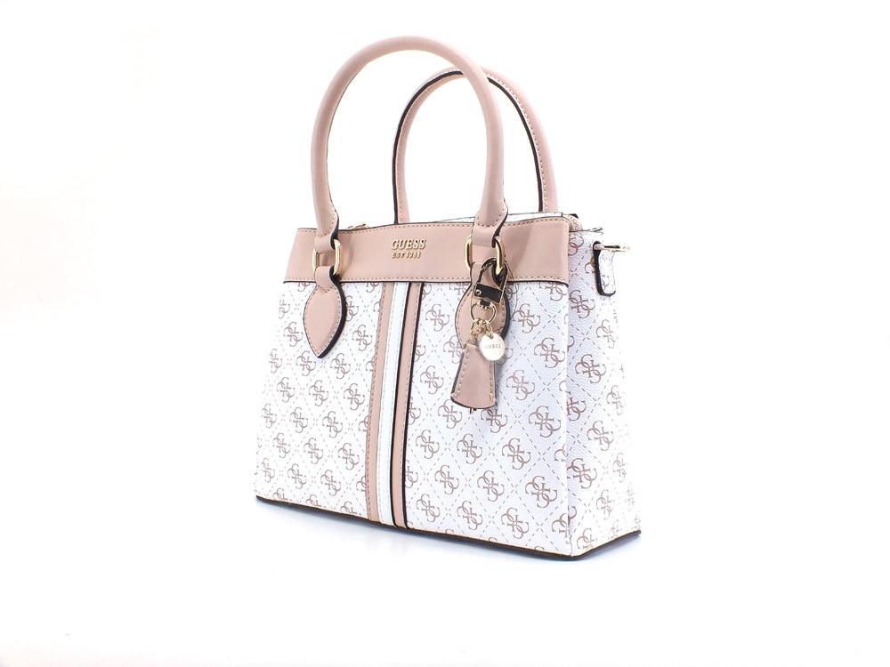GUESS Kasinta Satchel Borsa Loghi Printed White Multi SG840506 - Sandrini Calzature e Abbigliamento