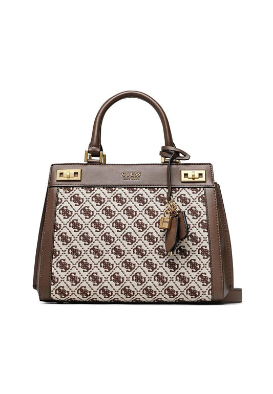 GUESS Kate Luxury Borsa Satchel Brown Logo JA787026 - Sandrini Calzature e Abbigliamento