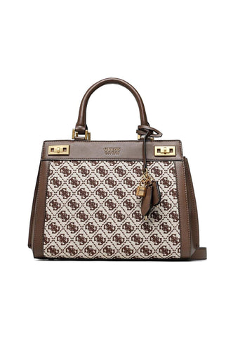 GUESS Kate Luxury Borsa Satchel Brown Logo JA787026 - Sandrini Calzature e Abbigliamento