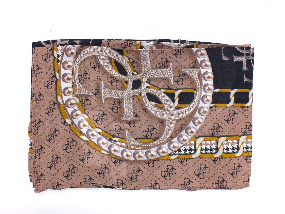 GUESS Kefiah Pashmina Printed Sciarpa Loghi Latte AW8677MOD03 - Sandrini Calzature e Abbigliamento