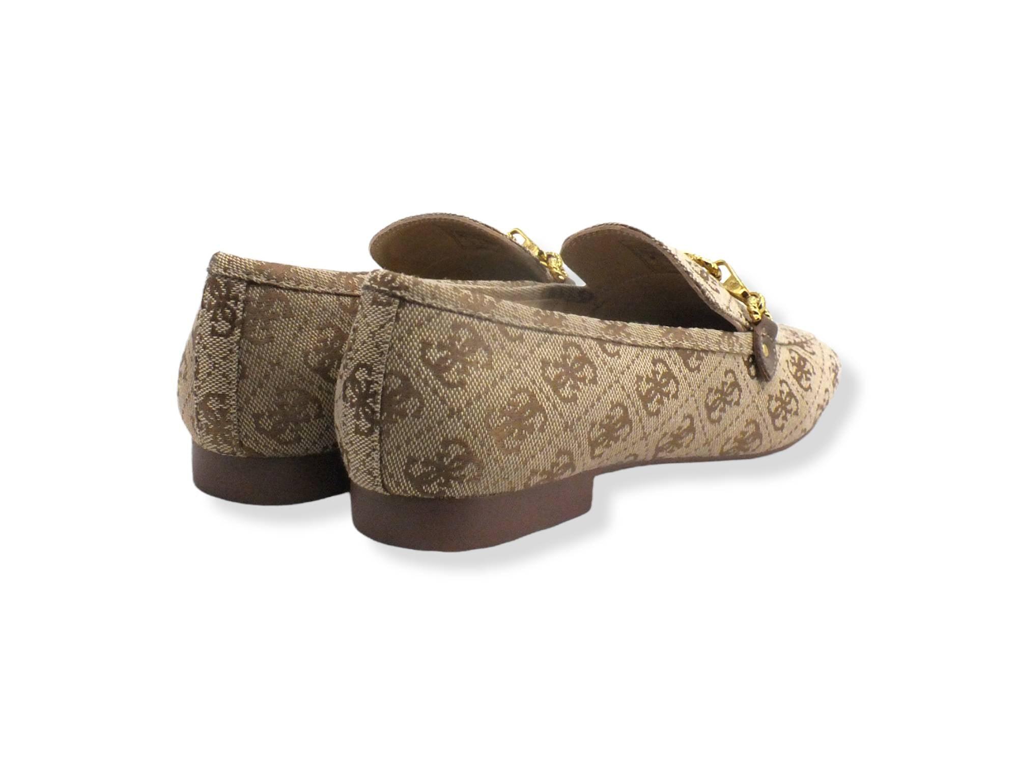 GUESS Mocassino Donna Loghi Beige Brown FL7MATFAL14 - Sandrini Calzature e Abbigliamento