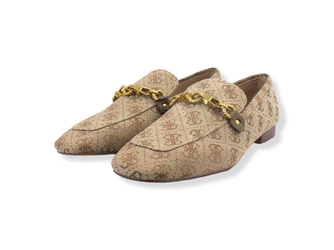 GUESS Mocassino Donna Loghi Beige Brown FL7MATFAL14 - Sandrini Calzature e Abbigliamento