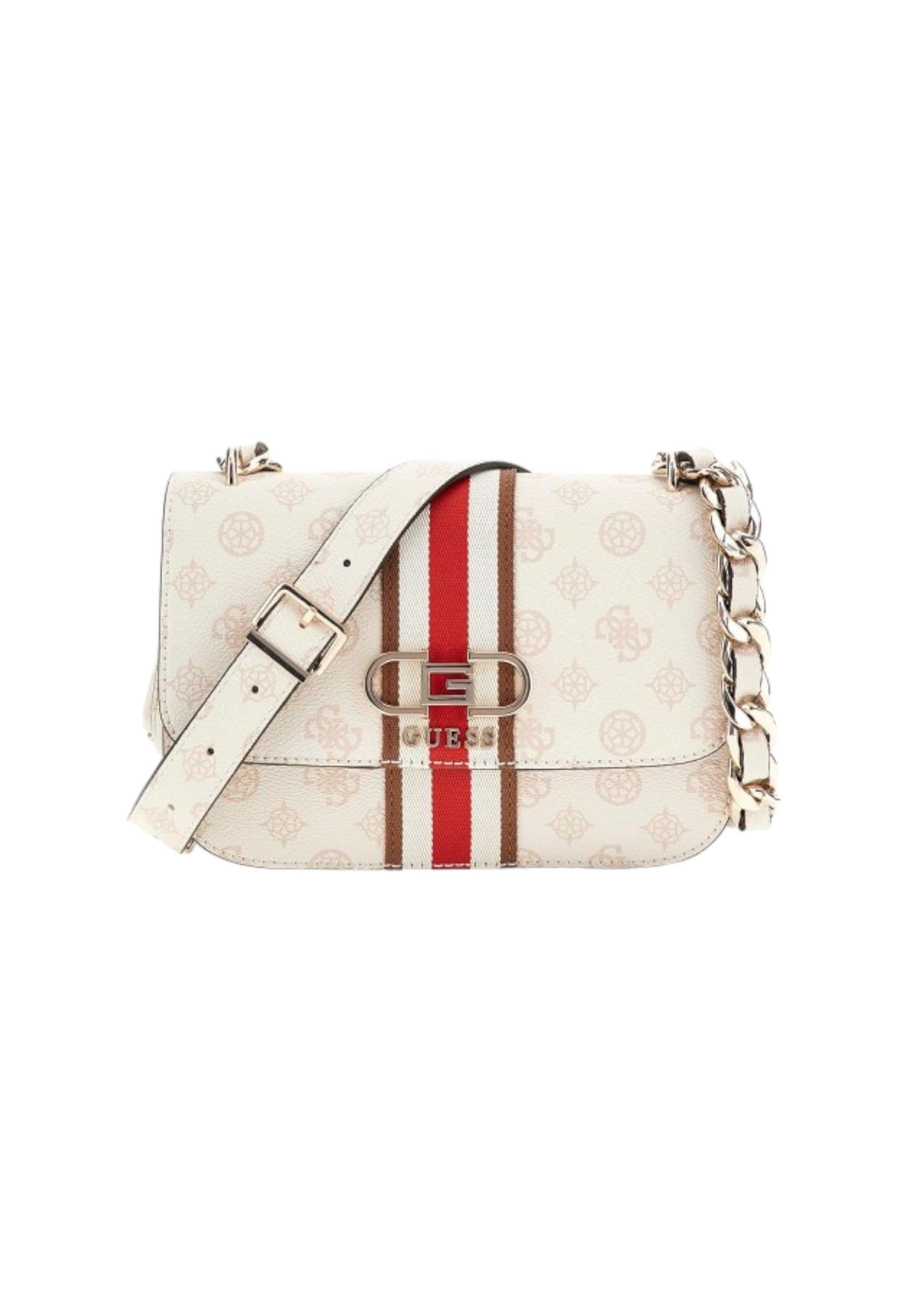 GUESS Nelka Borsa Tracolla Donna Cream Logo Beige PG930720 - Sandrini Calzature e Abbigliamento