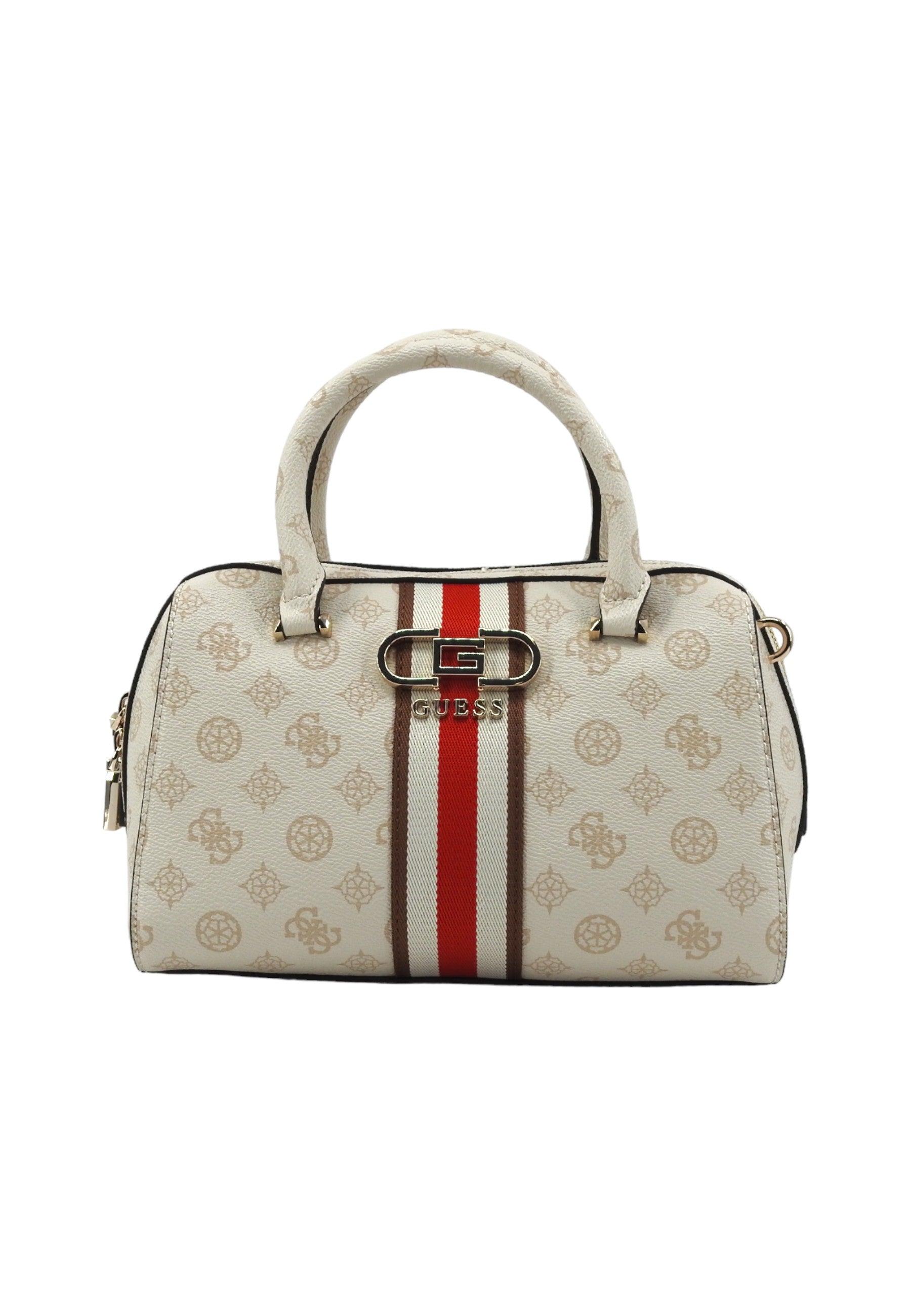 GUESS Nelka Box Borsa Satchel Donna Cream Logo PG930705 - Sandrini Calzature e Abbigliamento