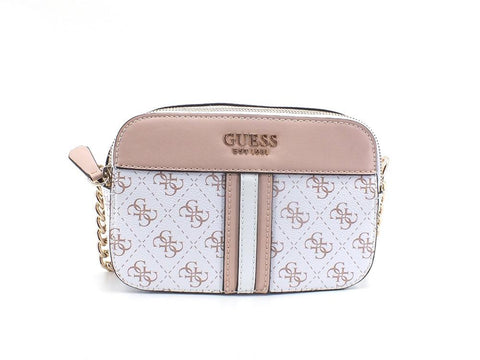 GUESS Noelle Crossbody Camera Zip Borsa Tracolla Loghi White Multi KG787914 - Sandrini Calzature e Abbigliamento