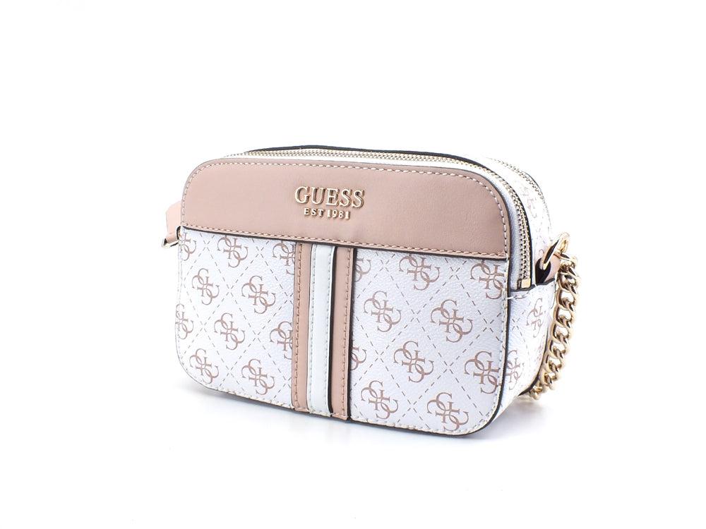 GUESS Noelle Crossbody Camera Zip Borsa Tracolla Loghi White Multi KG787914 - Sandrini Calzature e Abbigliamento