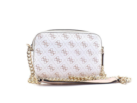 GUESS Noelle Crossbody Camera Zip Borsa Tracolla Loghi White Multi KG787914 - Sandrini Calzature e Abbigliamento