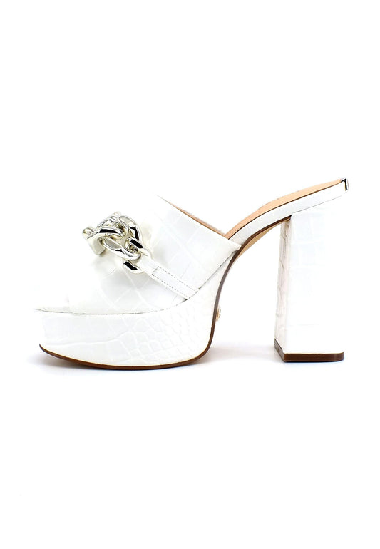 GUESS Sabot Tacco Largo Donna White FL5XANPEL03 - Sandrini Calzature e Abbigliamento