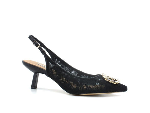 GUESS Sandalo Sling Pizzo Logo Black FL5RAHLAC05 - Sandrini Calzature e Abbigliamento