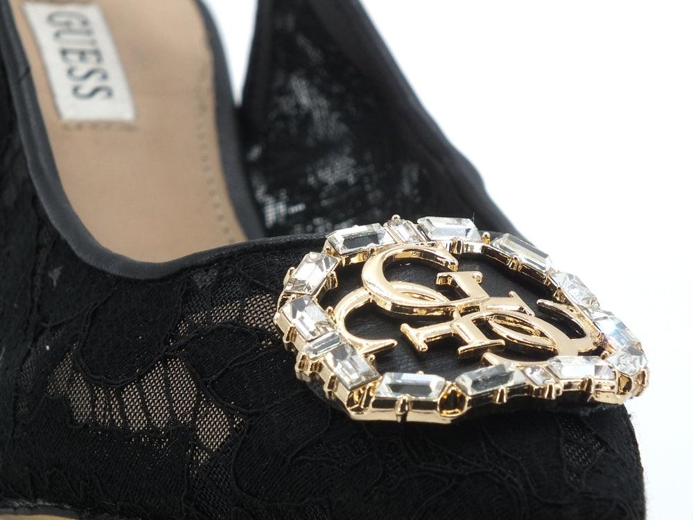 GUESS Sandalo Sling Pizzo Logo Black FL5RAHLAC05 - Sandrini Calzature e Abbigliamento