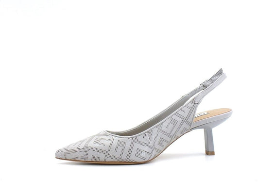 GUESS Sandalo Sling Tacco Loghi Grey FL5RHIELE05 - Sandrini Calzature e Abbigliamento