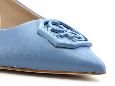 GUESS Sandalo Tacco Basso Punta Logo Blue FL5JESLEA05 - Sandrini Calzature e Abbigliamento