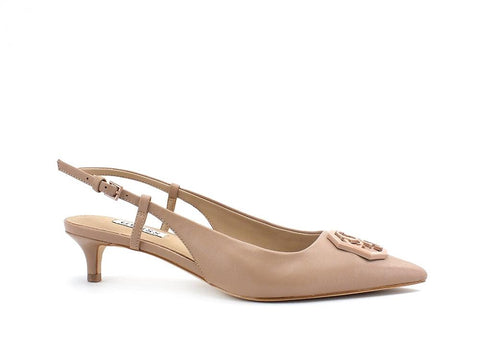 GUESS Sandalo Tacco Basso Punta Logo Nude FL5JESLEA05 - Sandrini Calzature e Abbigliamento
