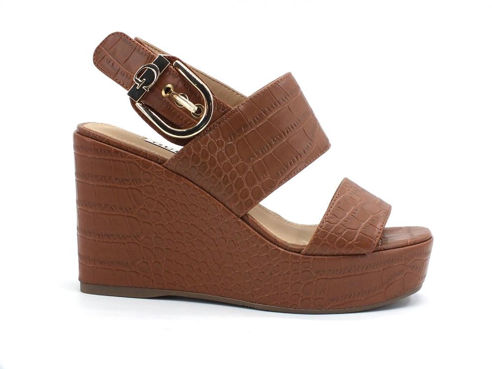 GUESS Sandalo Zeppa Pelle Cognac FL6NOLPEL04 - Sandrini Calzature e Abbigliamento