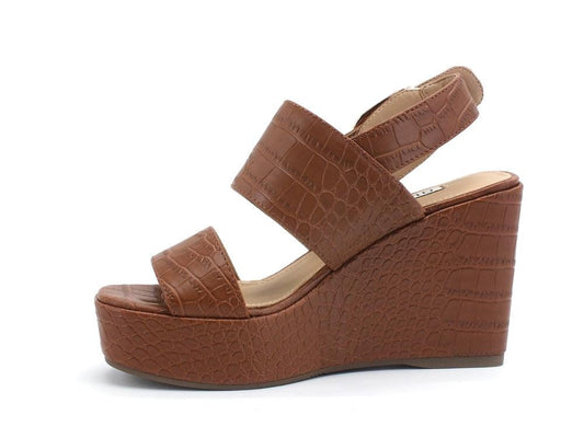 GUESS Sandalo Zeppa Pelle Cognac FL6NOLPEL04 - Sandrini Calzature e Abbigliamento