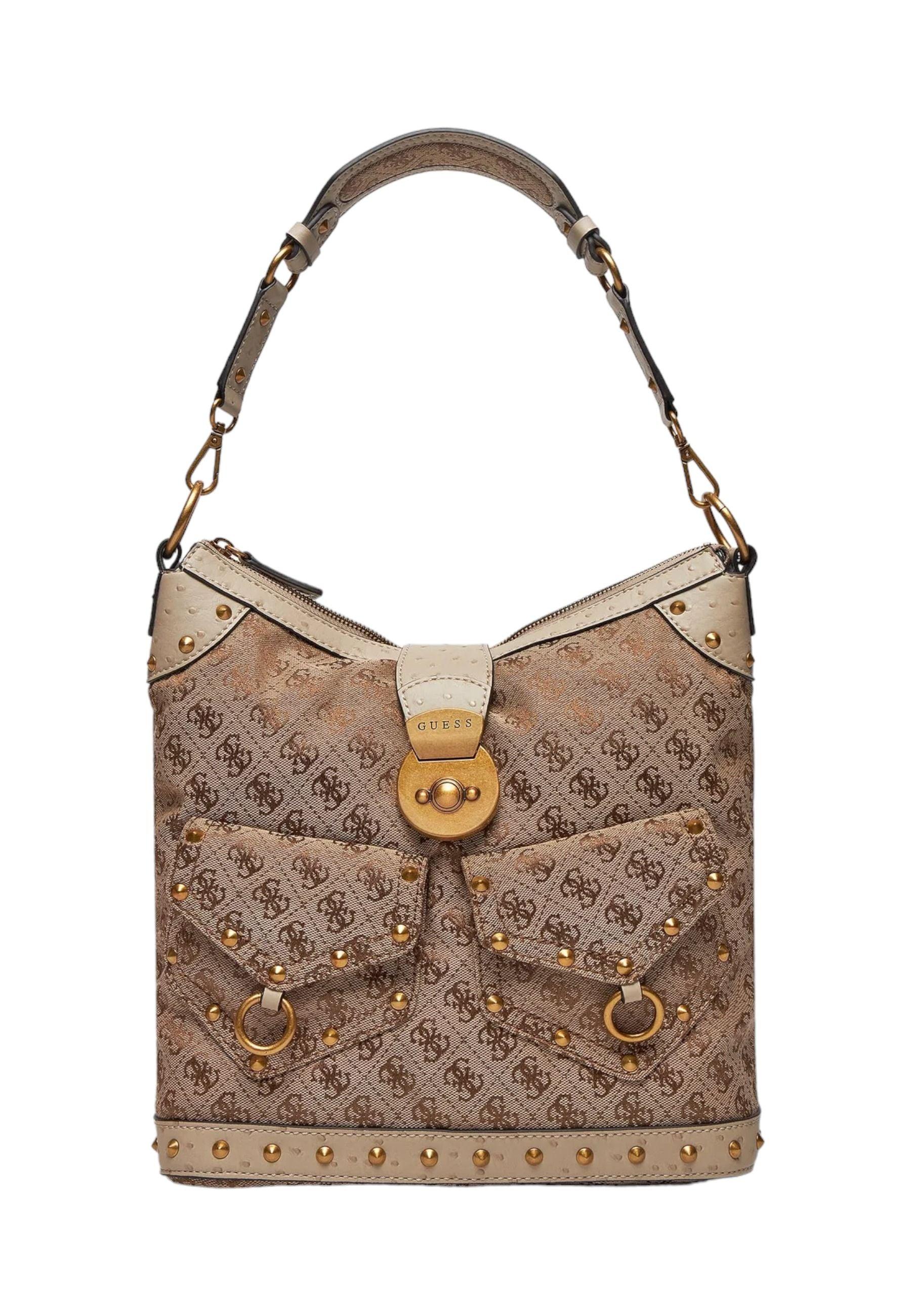 GUESS Sardinia Vintage Borsa Hobo Donna Latte Logo JB900802 - Sandrini Calzature e Abbigliamento