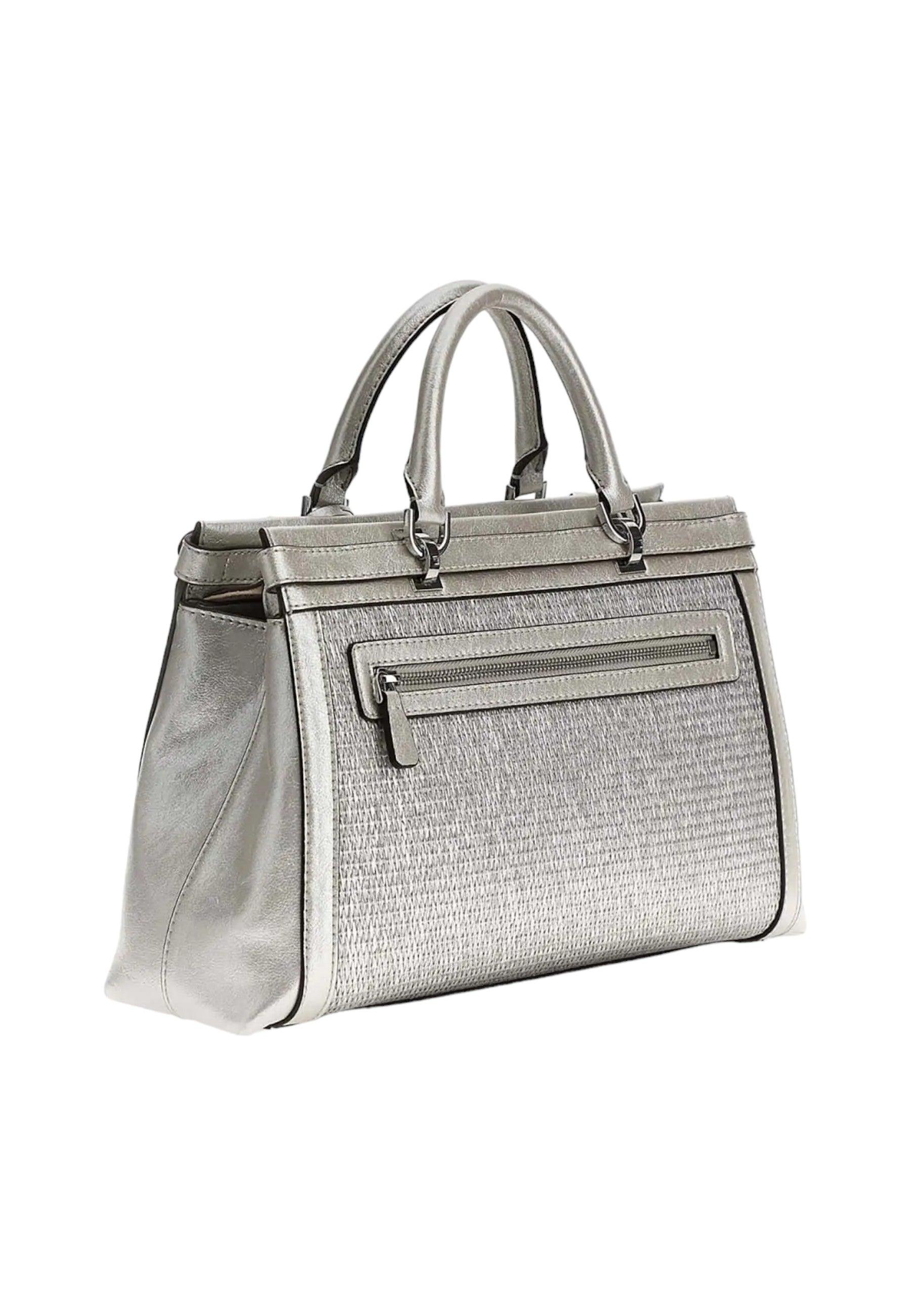 GUESS Sestri Luxury Satchel Borsa Donna Silver WY898506 - Sandrini Calzature e Abbigliamento