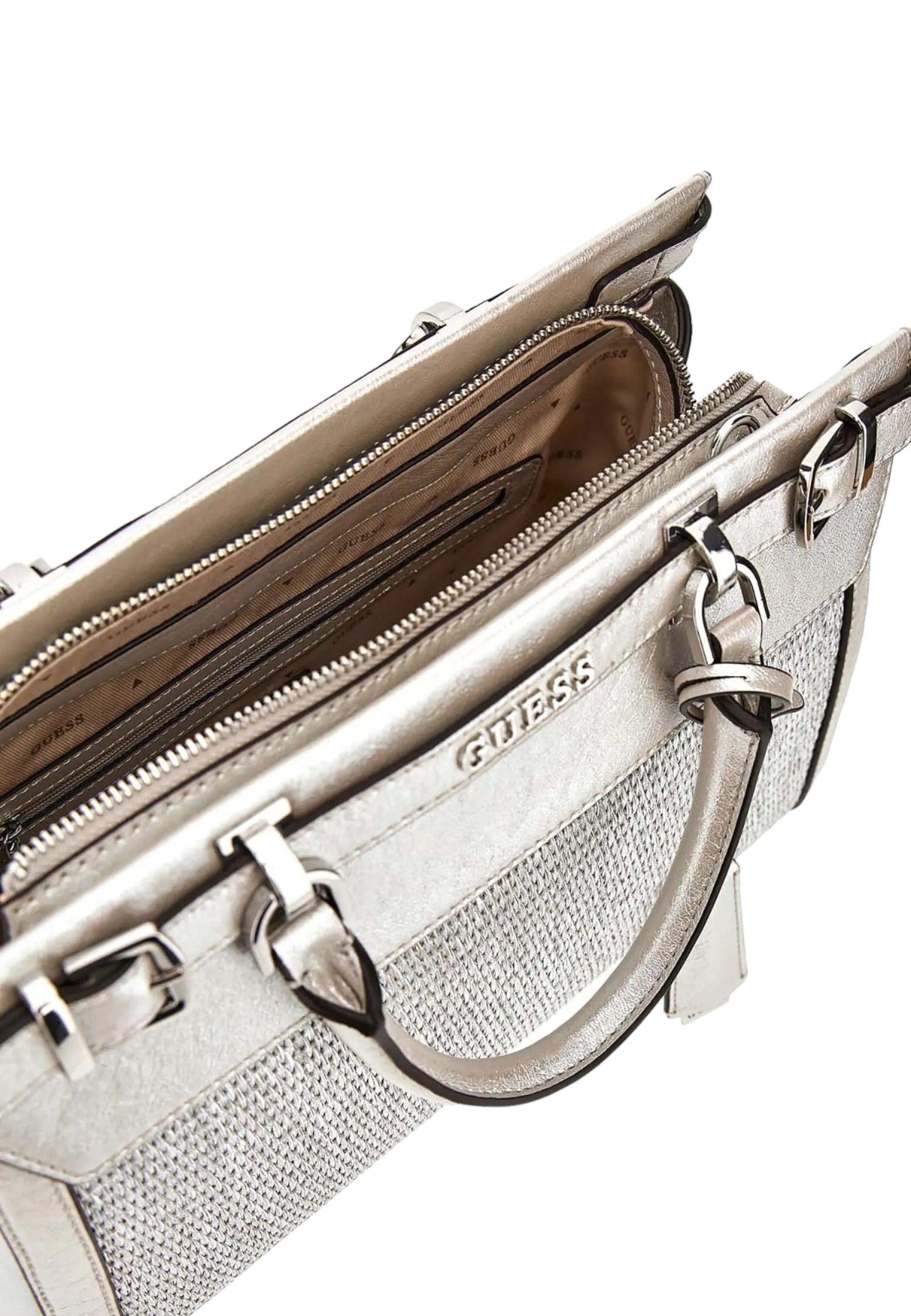 GUESS Sestri Luxury Satchel Borsa Donna Silver WY898506 - Sandrini Calzature e Abbigliamento